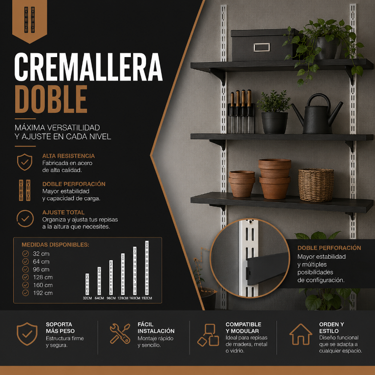 Cremallera Doble para Organización Modular - Orden Lab Perú